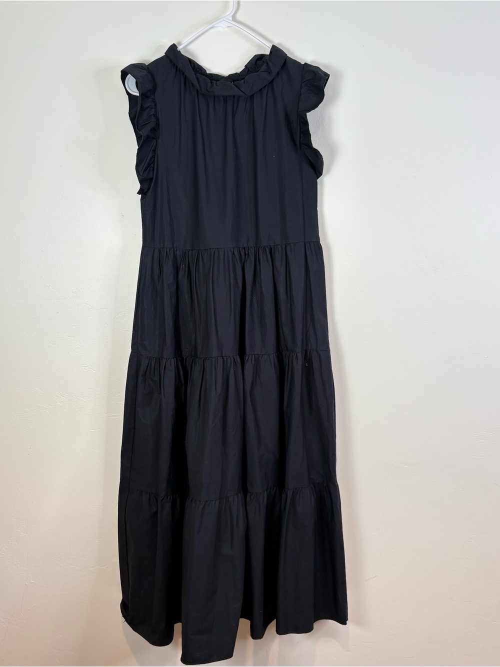 Chepe Italy Cotton Ruffle Maxi Dress Size Small Black